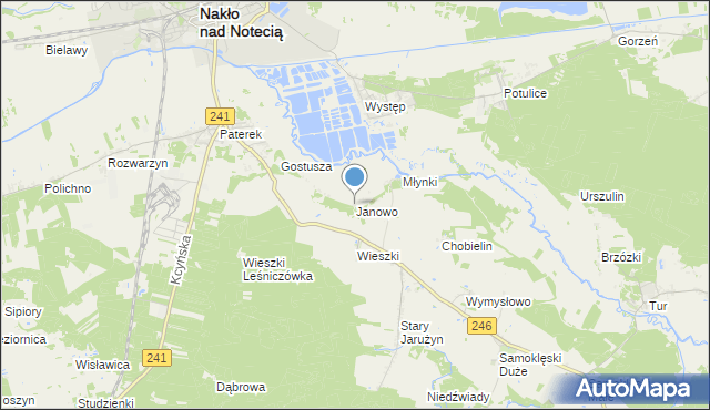 mapa Janowo, Janowo gmina Nakło nad Notecią na mapie Targeo
